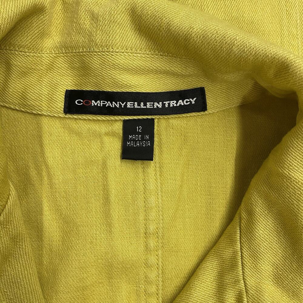 Company Ellen Tracy Yellow Utility Jacket Womens 12 Cotton Stretch Shacket - Picture 3 of 10
